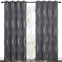 NICETOWN Blackout Curtains Long Wave Line Embossed Grommet Room Darkening Curtains Thermal Insulated 2 Panels Curtains for Living Room Bedroom Multiple colors Multiple sizes