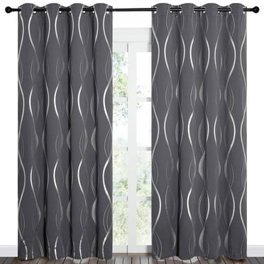NICETOWN Blackout Curtains Long Wave Line Embossed Grommet Room Darkening Curtains Thermal Insulated 2 Panels Curtains for Living Room Bedroom Multiple colors Multiple sizes