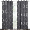 thumbnail image 1 of NICETOWN Blackout Curtains Long Wave Line Embossed Grommet Room Darkening Curtains Thermal Insulated 2 Panels Curtains for Living Room Bedroom Grey Curtains, 52 W x 84L, 1 of 12
