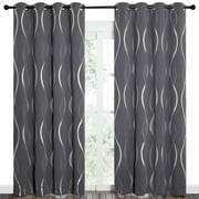 NICETOWN Blackout Curtains Long Wave Line Embossed Grommet Room Darkening Curtains Thermal Insulated 2 Panels Curtains for Living Room Bedroom Grey Curtains, 52 W x 84L