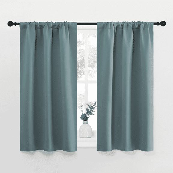 NICETOWN Blackout Curtains Modern Rod Pocket Energy Saving Noise Reducing Thermal Insulated Drapes, W34 x L30, Greyish Blue, 2 Panels