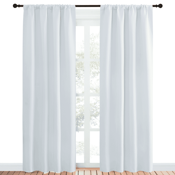 NICETOWN Blackout Curtains Rod Pocket Curtain Panels Light Blocking Curtains for Nursery 42x84 inch, Greyish White, 2 Panels