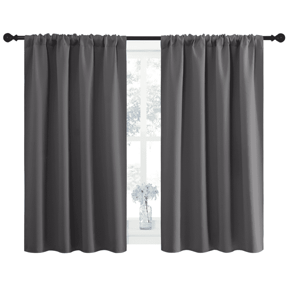 NICETOWN Blackout Curtains Rod Pocket Thermal Insulated Window Drapes for Bedroom 42x45 inch, Grey, 2 Panels