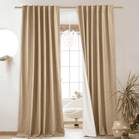 NICETOWN Blackout Curtains Room Darkening Thermal Insulated Privacy Noise Reducing Drapes, W52 x L84, Set of 2, Camel