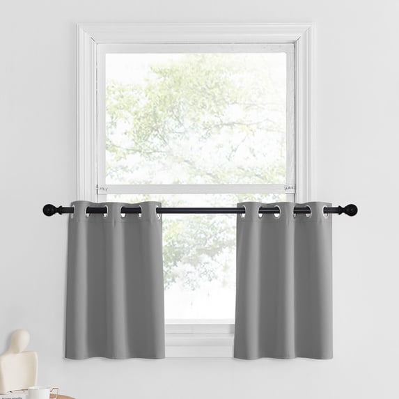 NICETOWN Blackout Curtains for Small Windows, Thermal Insulated Grommet Window Treatment, Light Blocking Energy Efficient Privacy Drapes for Kitchen Bathroom, Silver Grey, 34"x24", 2 Panels