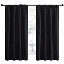 NICETOWN Blackout Curtains Thermal Insulated Rod Pocket Window Treatments Room Darkening Drapes for Bedroom, Black, 42"x63", 2 Panels