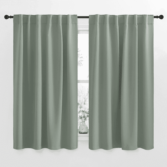 NICETOWN Blackout Curtains for Bedroom Modern Privacy Backtab and Rod Pocket Heat Drapes, W52 x L63, Set of 2, Greyish Green