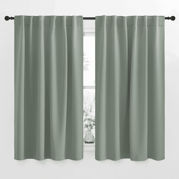 NICETOWN Blackout Curtains for Bedroom Modern Privacy Backtab and Rod Pocket Heat Drapes, W52 x L63, Set of 2, Greyish Green