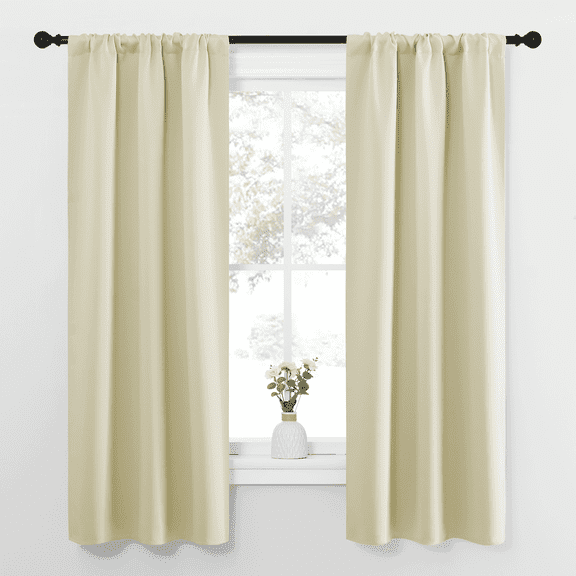NICETOWN Blackout Curtains for Bedroom Solid Modern Thermal Insulated Rod Pocket Window Treatment, 2 Panels, W34 x L63, Beige