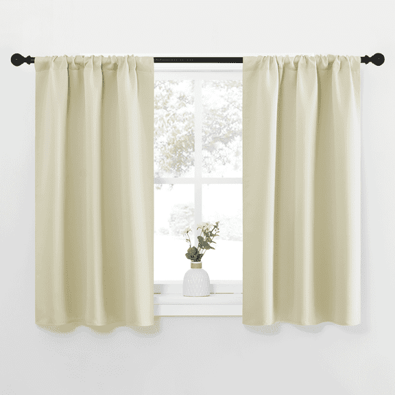 NICETOWN Blackout Curtains for Bedroom Thermal Insulated Rod Pocket Noise Reducing Drapes, W34 x L45, Set of 2, Beige