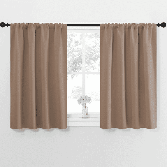 NICETOWN Blackout Curtains for Bedroom Thermal Insulated Rod Pocket Noise Reducing Drapes, W42 x L45, Set of 2, Cappuccino