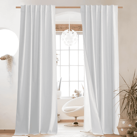 NICETOWN Blackout Curtains for Bedroom Windows, Rod Pocket & Back Tab Modern Room Darkening Thermal Insulated Drapes, W52 x L72, Set of 2, White