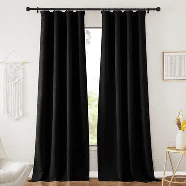 NICETOWN Blackout Curtains for Living Room, Pinch Pleated Room Darkening Privacy Thermal Insulated Window Treatments, Black, 52"x84", 2 Panels