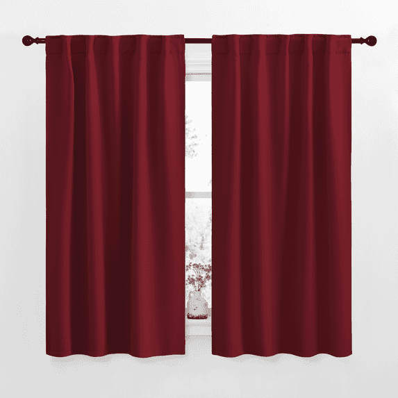 NICETOWN Blackout Curtains for Kitchen/Bedroom Morden Light Blocking Thermal Insulated Backtab/Rod Pocket Drapes (2 Panels, 34" W x 48" L, Burgundy Red)