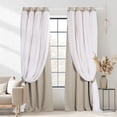 thumbnail image 1 of NICETOWN Blackout Double Layer Curtains with Sheer Grommet Solid Thermal Insulated Drapes, Natural, Set of 2, W52 x L84, 1 of 7