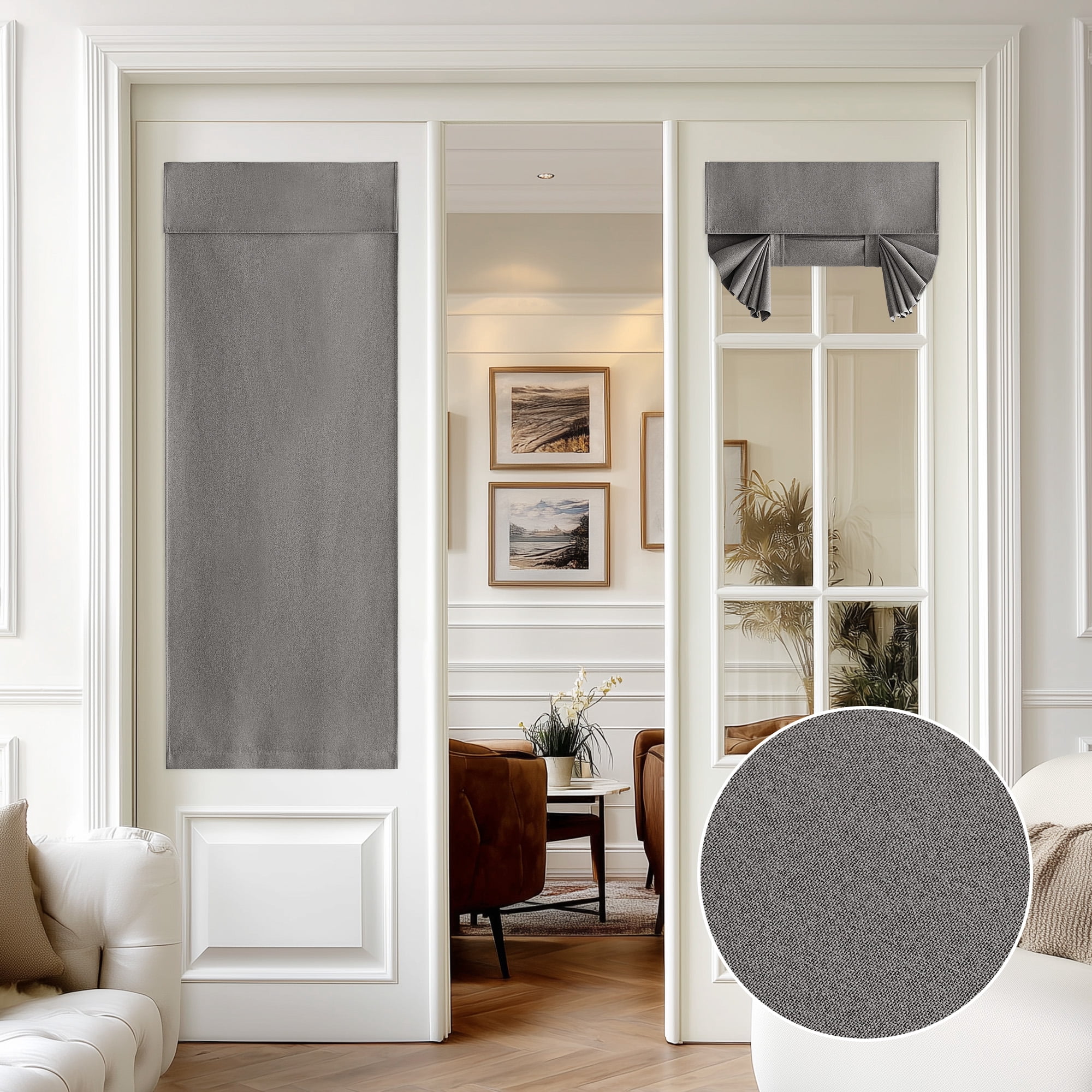 NICETOWN Blackout Door Curtains for Door Window, 100% Blackout French Door Curtains Full Light Blocking Privacy Thermal Insulated Window Drapes for Glass Door, Grey, 36"x72", 1 Panel
