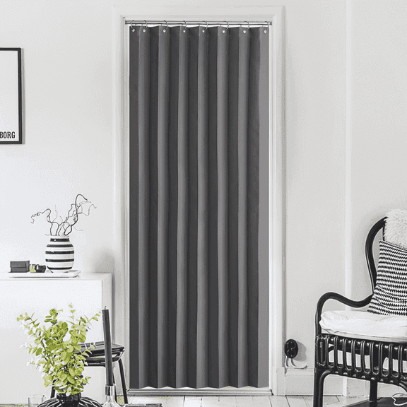 NICETOWN Blackout Door Curtains for Doorway Privacy, Room Darkening Accordion Closet Curtains for Door, Temporary Door Cover Room Divider Curtain, 50"x80", 1 Panel, Grey