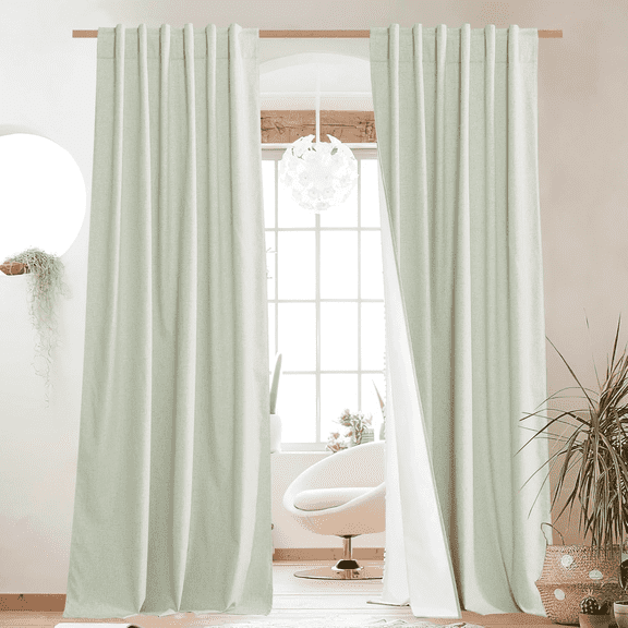NICETOWN Blackout Long Curtains, Thermal Insulated Room Darkening Privacy Backtab/Rod Pocket Drapes, W52 x L84, Set of 2, Sage Green