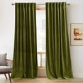 thumbnail image 1 of NICETOWN Blackout Velvet Curtains, Thermal Insulated Room Darkening Velvet Drapes Noise Reducing Rod Pocket/Back Tab Window Curtains for Vintage Bedroom Decor, Moss Green, 52"x 90", 2 Panels, 1 of 6