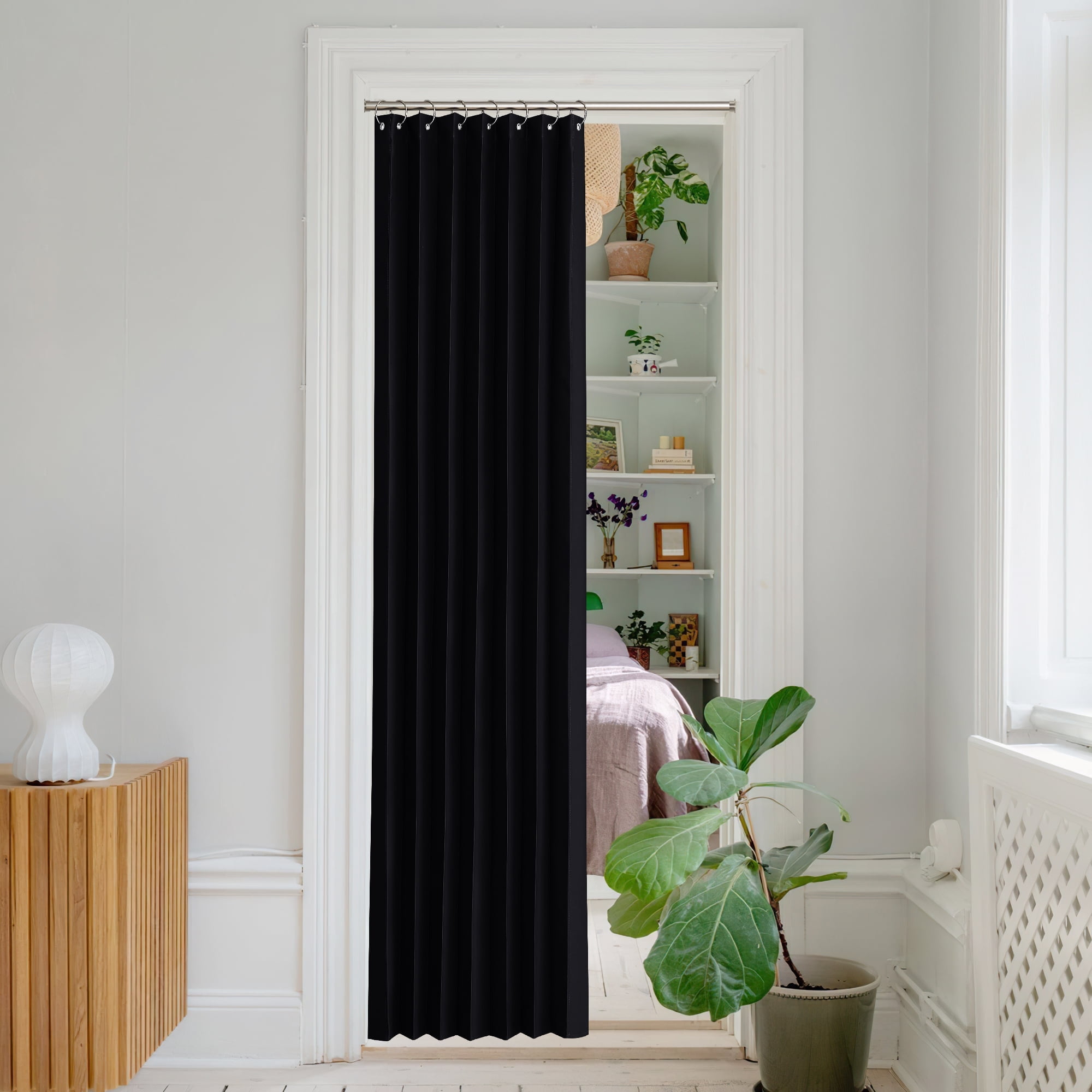 NICETOWN Blackout curtains 80 inch Long, Room Darkening Doorway Curtain Privacy Room Divider Thermal Insulated Curtain Closet Curtain for Bedroom Living Room, Black, 38"x80", 1 Panel