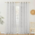 thumbnail image 1 of NICETOWN Boho Curtains 95 Inch length 2 panels set, Semi Sheer Linen Curtains Light Filtering Wrinkle Free Country Rustic Farmhouse Grommet Drapes for Bedroom Living Room, Grey, 1 Pair, 1 of 8