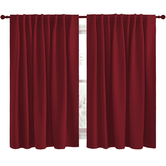 NICETOWN Burgundy Red Blackout Curtains for Bedroom 50-inch Length Back Tab and Rod Pocket Window Treatments 42x50 inch, 2 Panels