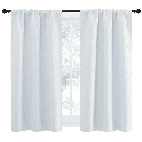 NICETOWN Casual White Solid Print Home Rod Pocket Blackout & Valances Curtains, 34 x 54 in (2 Panels)