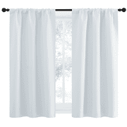 NICETOWN Casual White Solid Print Home Rod Pocket Blackout & Valances Curtains, 34 x 54 in (2 Panels)