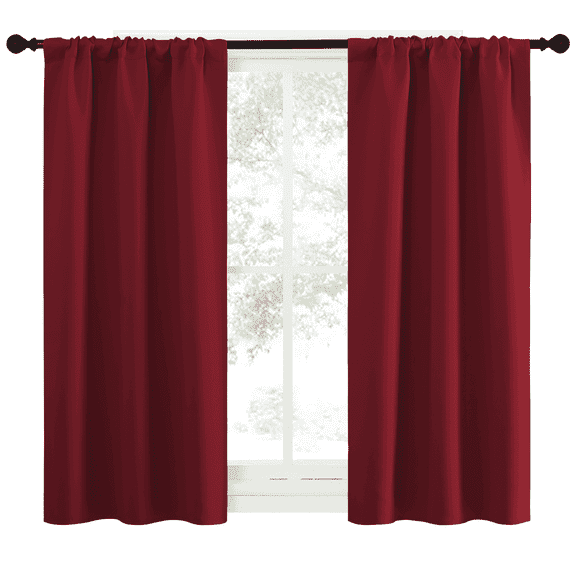 NICETOWN Christmas Burgundy Curtains Rod Pocket Thermal Insulated Window Curtains, Burgundy Red, 34"x54", 2 Panels
