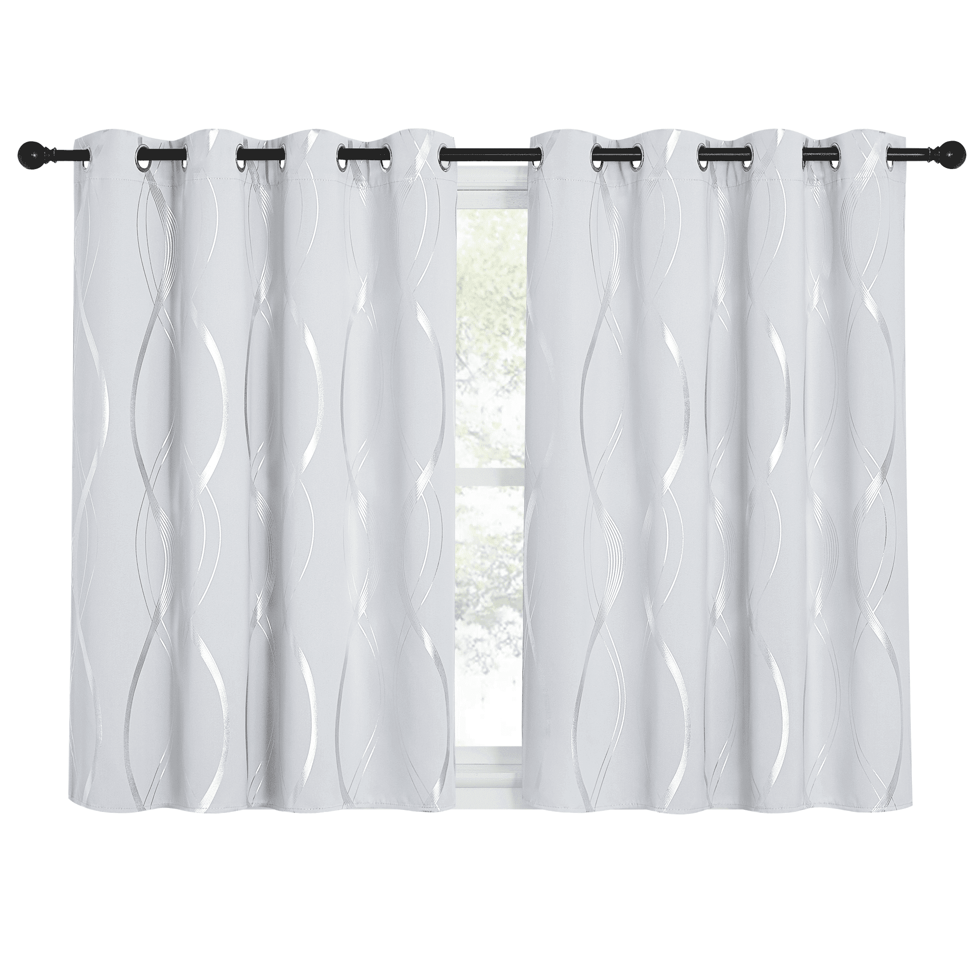 NICETOWN Curtains for Bedroom Black Out Grommet Thermal Insulated Energy Effect Drapes for Living Room, Greyish White, 52x54 inch, 2 Panels
