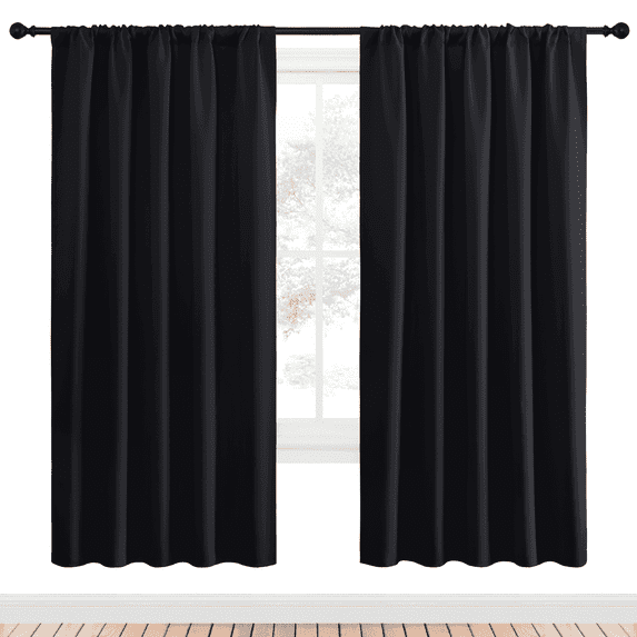 NICETOWN Decorations Black Thermal Insulated Blackout Curtains Rod Pocket Curtains Panels Room Darkening Curtains for Bedroom 52x72 inch, 2 Panels