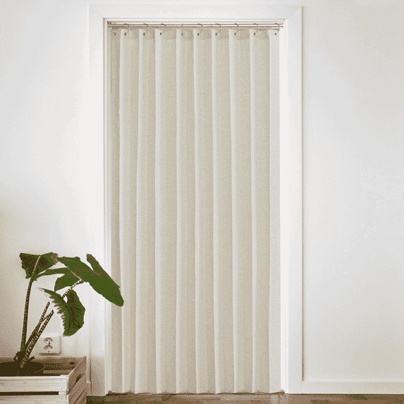 NICETOWN Door Curtain for Bedroom, Accordion Style Door Curtains Pleated Folding Linen Door Curtain Light Filtering Linen Curtains for Bathroom Living Room, 50"x80", Natural, 1 Panel