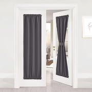 NICETOWN Door Curtain, French Door Curtains Blackout Thermal Insulated Curtain Sidelight Privacy for Window/Living Room, Grey, 25"x72", 1 Panel