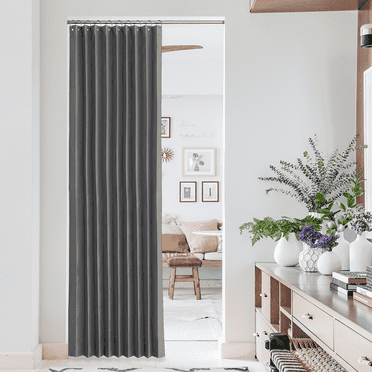 NICETOWN Door Curtains Accordion Style Door Curtains for Doorway, Room Darkening Thermal Insulated Curtain Drapes for Room Divider/Living Room, 38"x80", Grey, 1 Panel