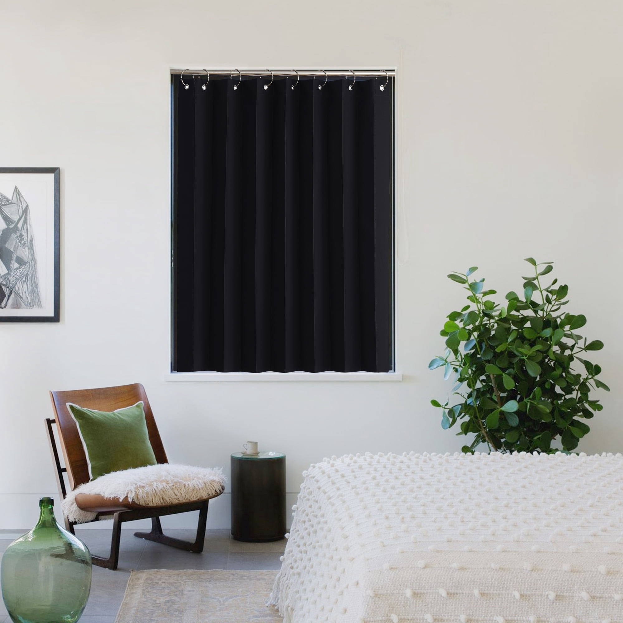 NICETOWN Kitchen Doorway Curtain, Room Darkening Room Divider Curtain Pleated Blackout Accordion Style Folding Doors, Black, 38"x36", 1 Panel