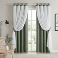 thumbnail image 1 of NICETOWN Double Layer Curtains for Bedroom, Blackout Elegant Grommet Noise Reflecting Fancy Drapes, Greyish Green, W52 x L95, Set of 2, 1 of 8