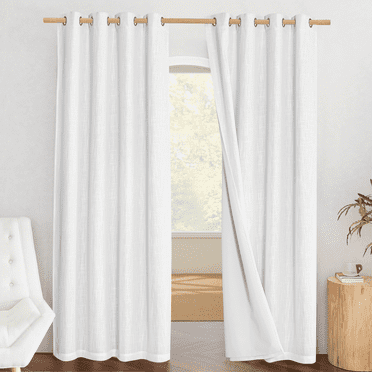 NICETOWN Double White Solid Print Home Grommet Blackout Sets Curtains, 52" x 84" (2 Panels)