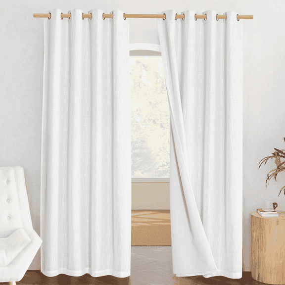 NICETOWN Double White Solid Print Home Grommet Blackout Sets Curtains, 52" x 84" (2 Panels)