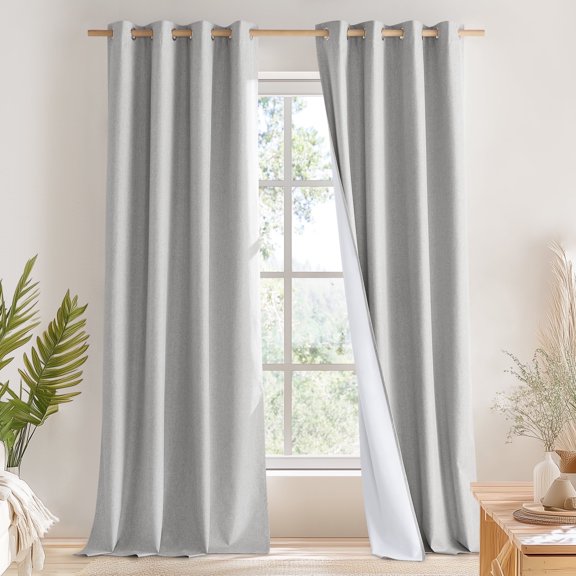 NICETOWN Full Blackout Curtains Extra Long Thermal Insulated Noise Reducing Window Treatment for Bedroom, W52 x L96, Light Gray, Set of 2