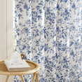 thumbnail image 1 of NICETOWN Floral Curtains for Living Room, Semi Sheer Linen Curtains Light Filtering Farmhouse Back Tab Window Drapes, Blue, 52"x84", 2 Panels, 1 of 8