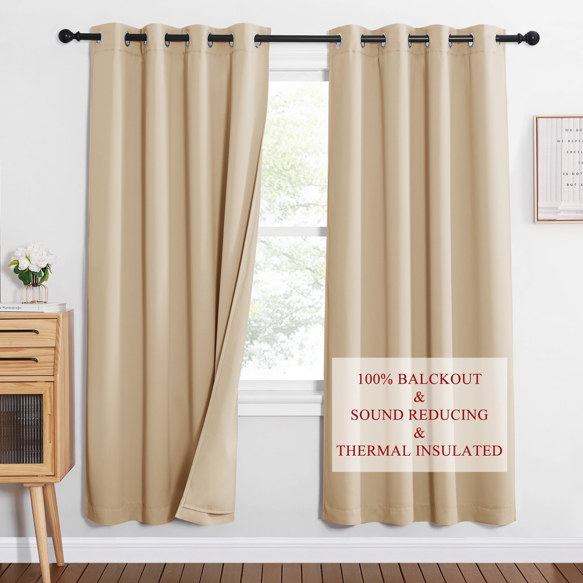 NICETOWN Full Blackout Curtains - 3 Layers Sound Dampening Curtains