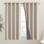 NICETOWN Full Blackout Curtains 48" Long, Linen Noise Reducing Energy Saving Soundproof Grommet Drapes, W52 x L48, Oatme