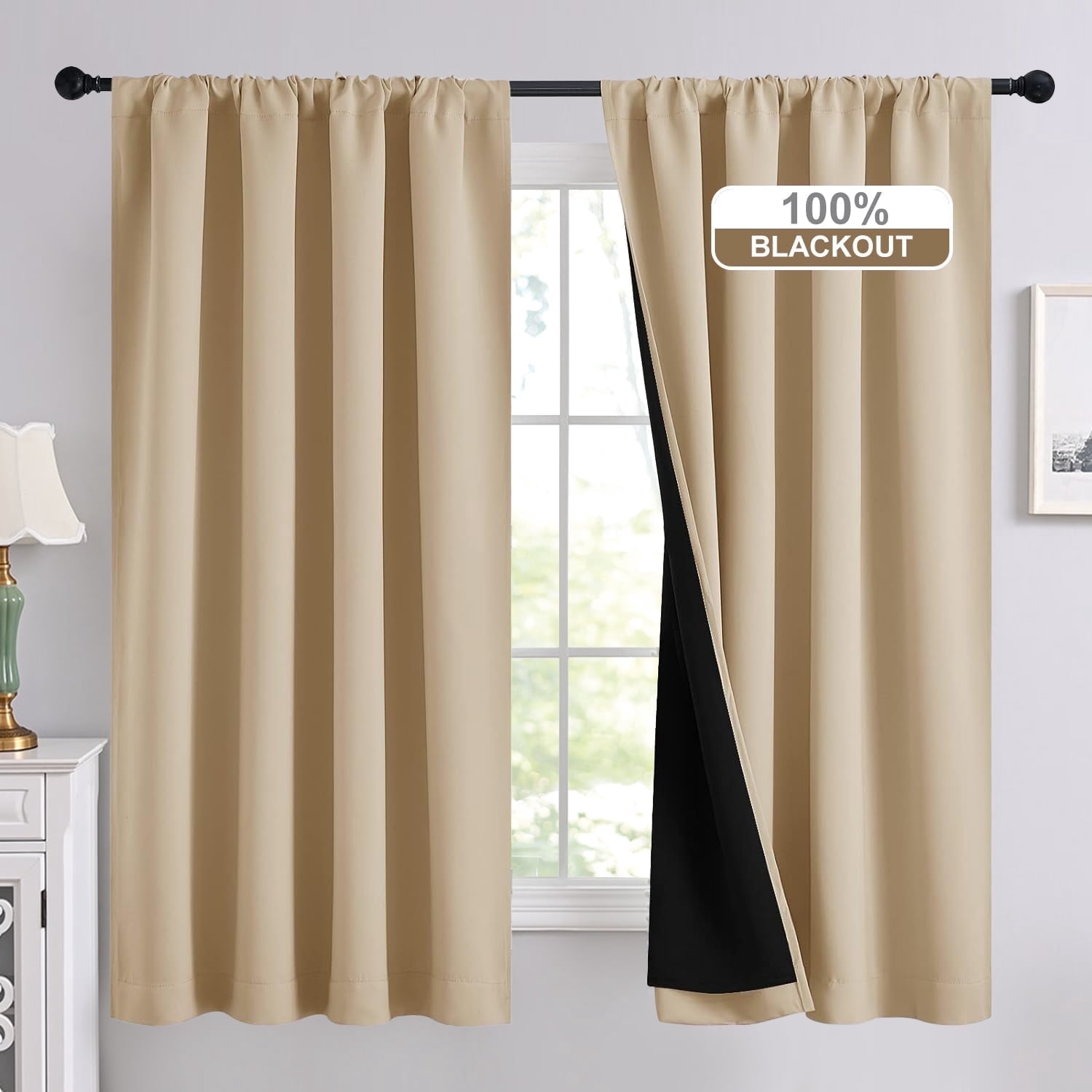 NICETOWN Full Blackout Curtains for Bedroom 63 inches Length, Thermal ...