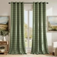 thumbnail image 1 of NICETOWN Full Blackout Green Plaid Curtain Room Darkening Tartan Thermal Grommet Energy Saving Window Treatment for Living Room, 2 Panels, Moss Green, W52 x L96, 1 of 9