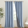 thumbnail image 1 of NICETOWN Full Blackout Linen Curtains 95" Long, Noise Reducing Grommet Energy Saving Room Darkening Drapes, Stone Blue, 2 Panels, 52"x95", 1 of 7