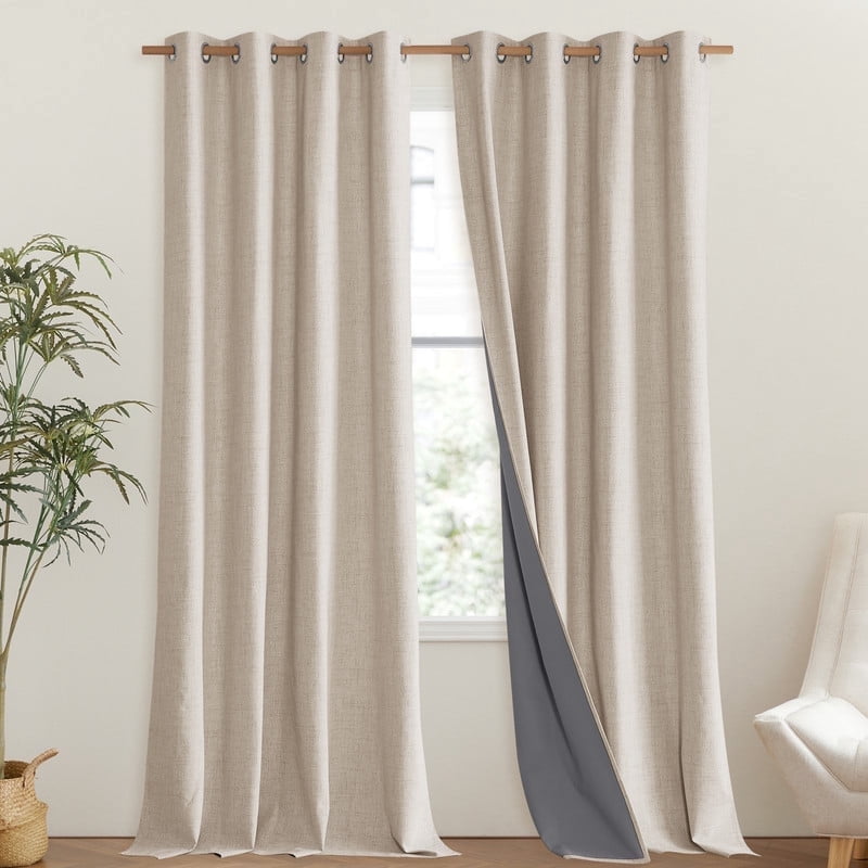 Nicetown Full Blackout Linen Curtains Noise Reducing Energy Saving Photo Inspiration