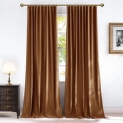 NICETOWN Gold Brown Velvet Curtains 84 inch Long, Vintage Luxury Home Decor Drapes for Bedroom Living Room, Soft Smooth Velvet Window Treatments with Pleat Tape, W52 x L84, 2 Panels