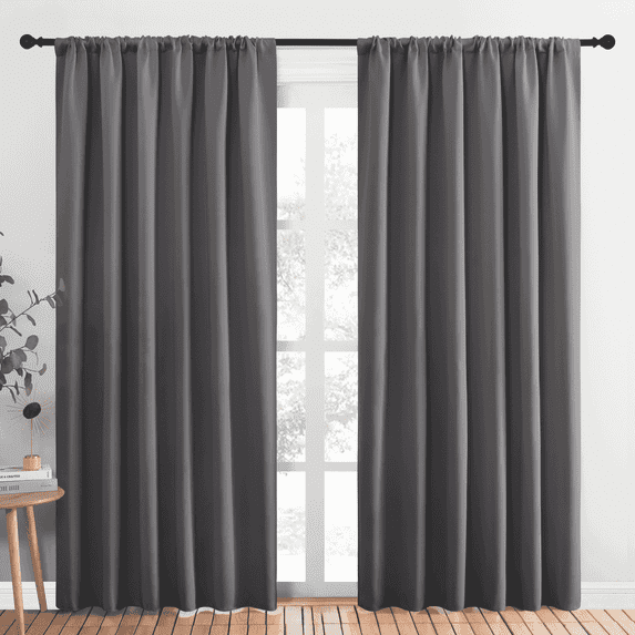 NICETOWN Grey Blackout Curtains Rod Pocket Curtains Panels Thermal Insulated Window Drapes for Dining Room 70x84 inch 2 Panels