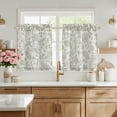 thumbnail image 1 of NICETOWN Grey Cafe Curtains for Small Window, Linen Kitchen Curtains Rod Pocket Vintage Floral Light Filtering Semi Sheer Linen Drapes for Bedroom Bathroom, 26"x24", 2 Panels, 1 of 8