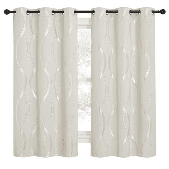 NICETOWN Grommet Black Out Window Curtains Long 2 Panels Room Darkening Curtains for Bedroom Thermal Insulated Curtains for Living Room, 42x63 inches, Beige